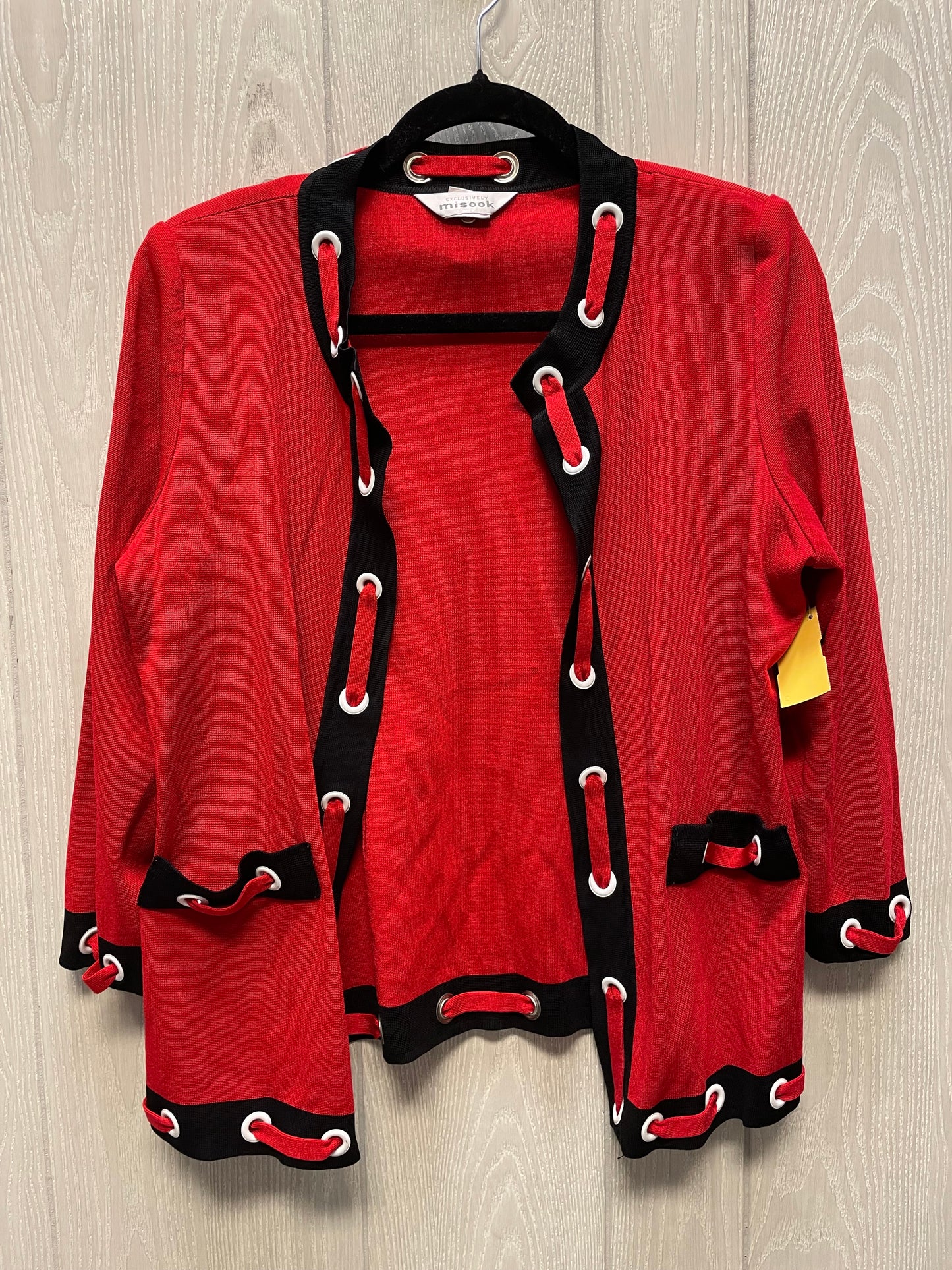 Sweater Cardigan By Misook In Black & Red, Size: M