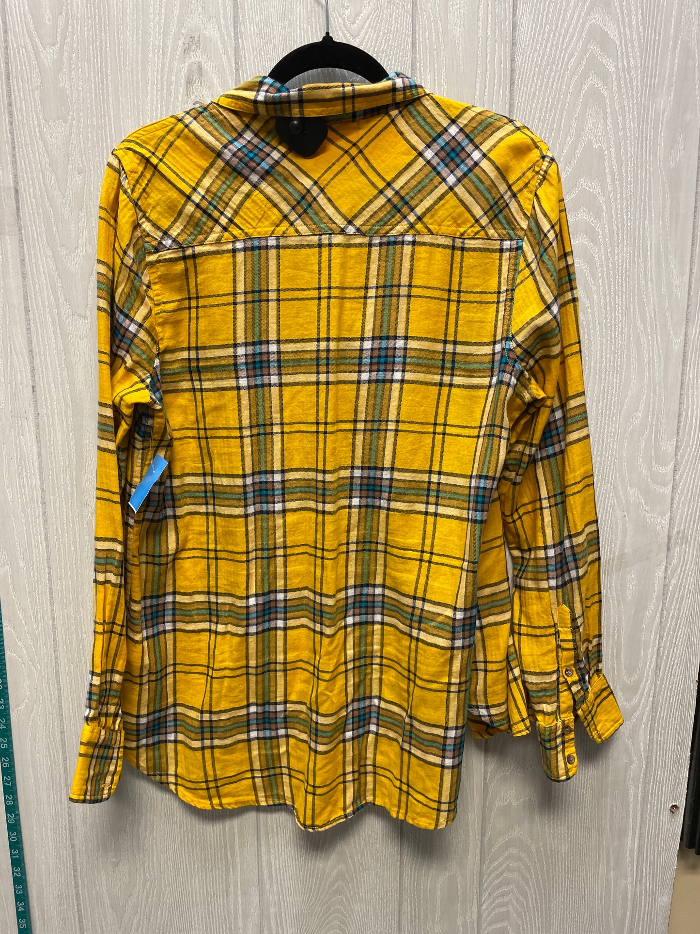 Top Long Sleeve By Merona In Plaid Pattern, Size: L