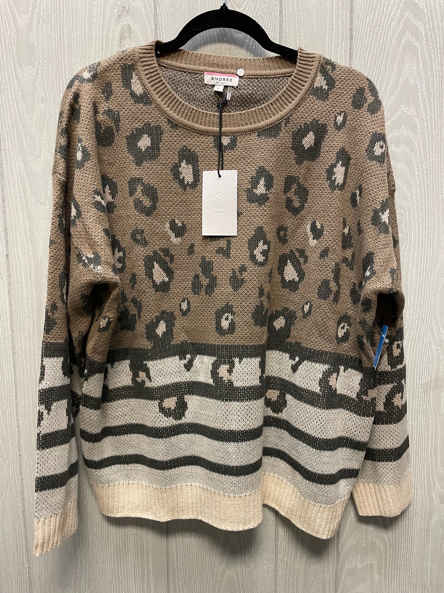 Sweater By Andree By Unit In Leopard Print, Size: L