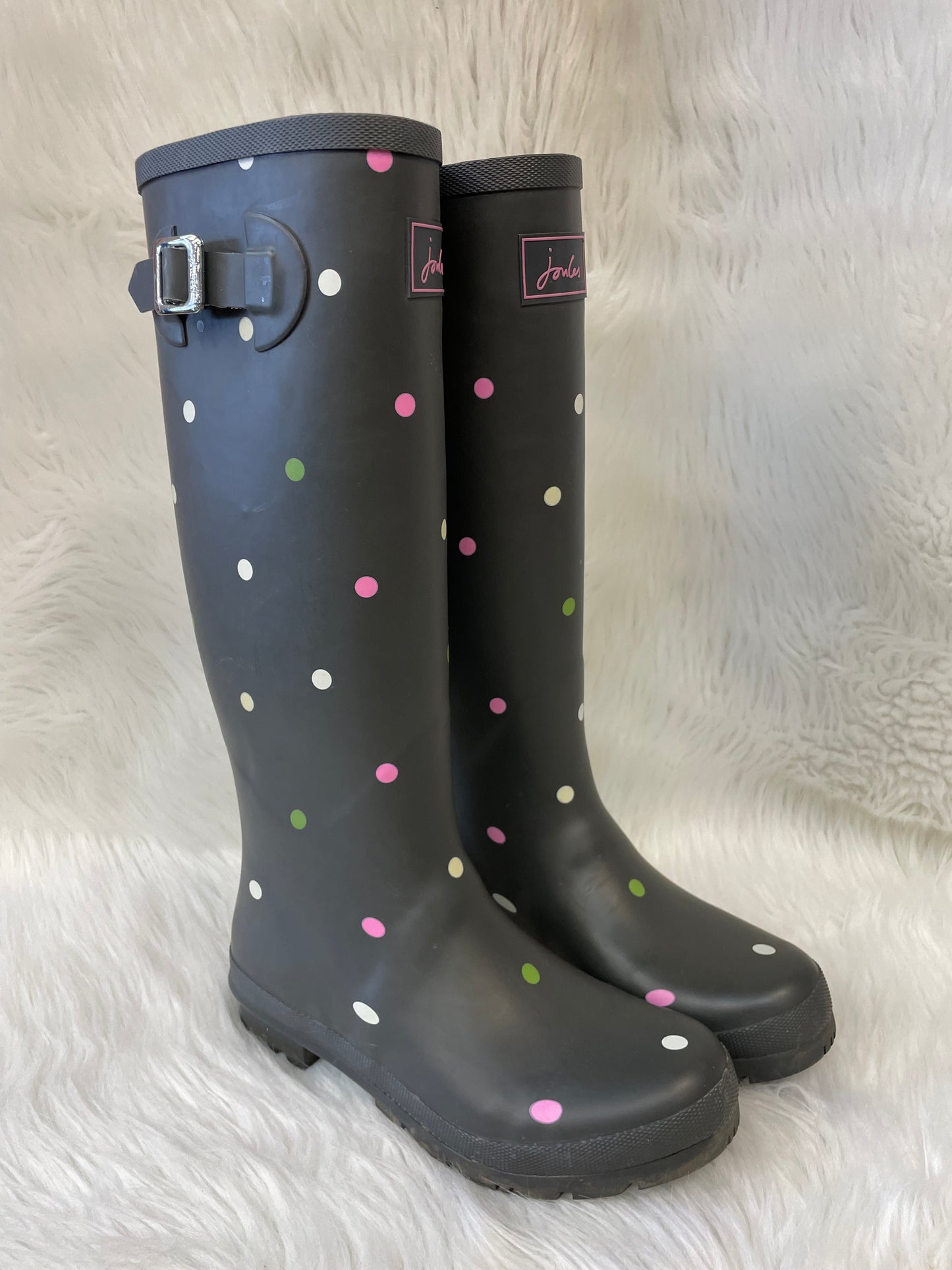 Boots Rain By Joules In Polkadot Pattern, Size: 8