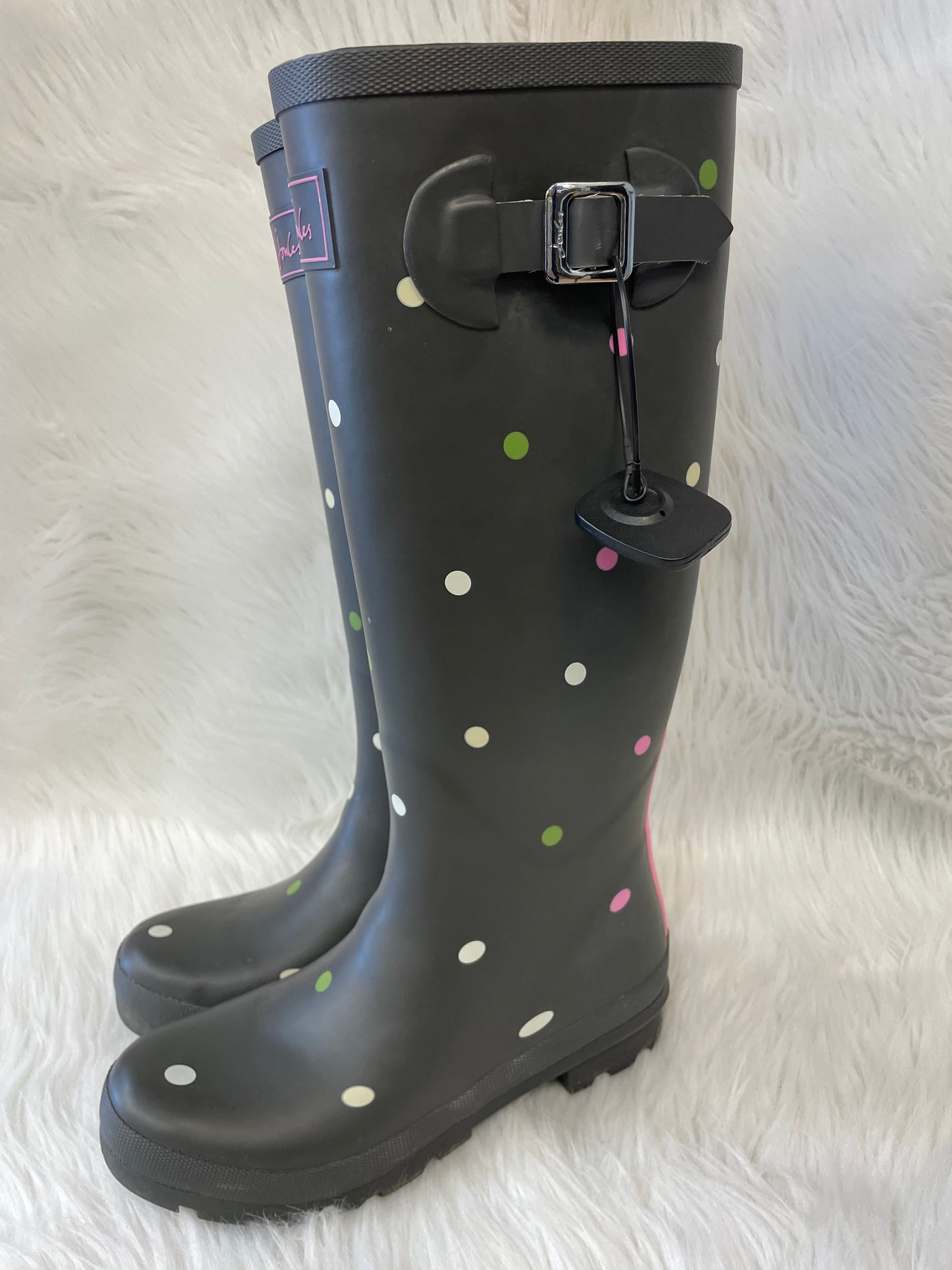 Boots Rain By Joules In Polkadot Pattern, Size: 8