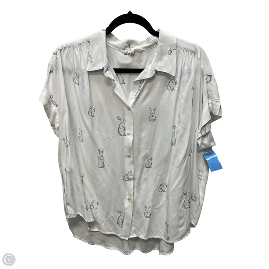 Blouse Short Sleeve By Jane And Delancey In Blue & White, Size: L