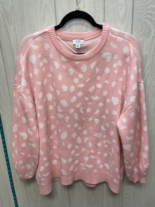 Sweater By Crown And Ivy In Pink & White, Size: M