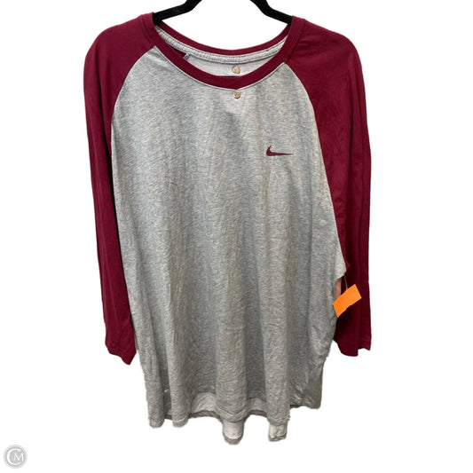 Top 3/4 Sleeve By Nike Apparel In Grey & Red, Size: 3x