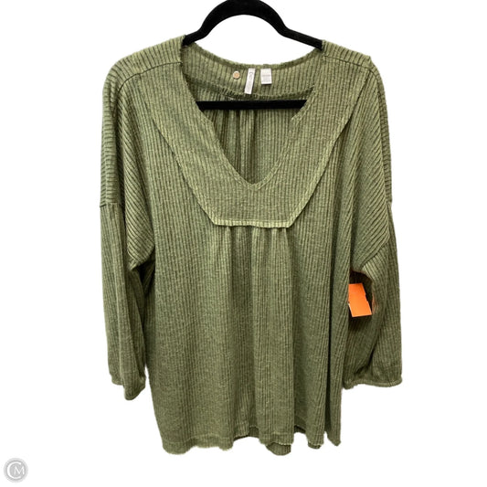 Top 3/4 Sleeve By Cato In Green, Size: 1x