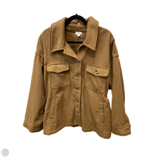 Jacket Shirt By Ana In Brown, Size: Xl