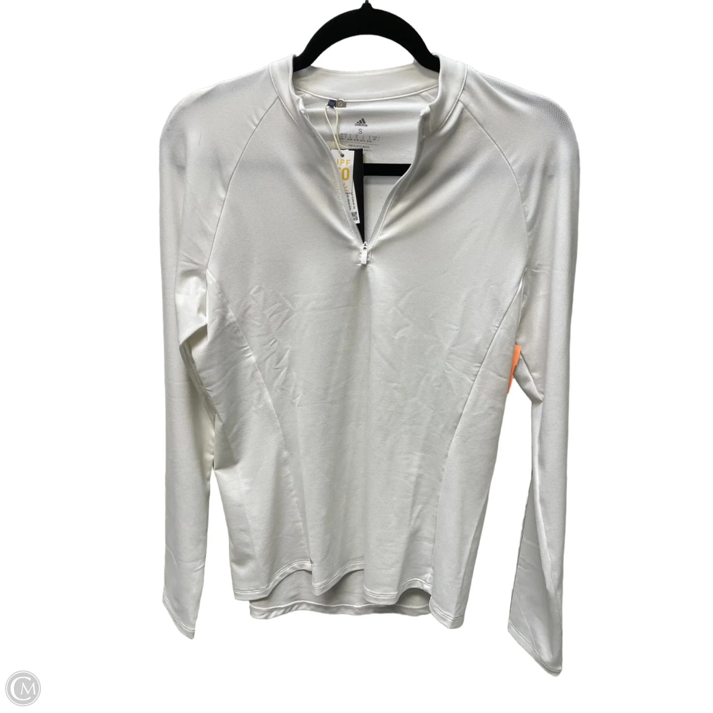 Athletic Top Long Sleeve Crewneck By Adidas In White, Size: S