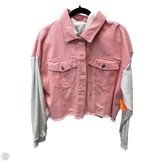 Jacket Denim By Peach Love Cream California In Pink Denim, Size: L