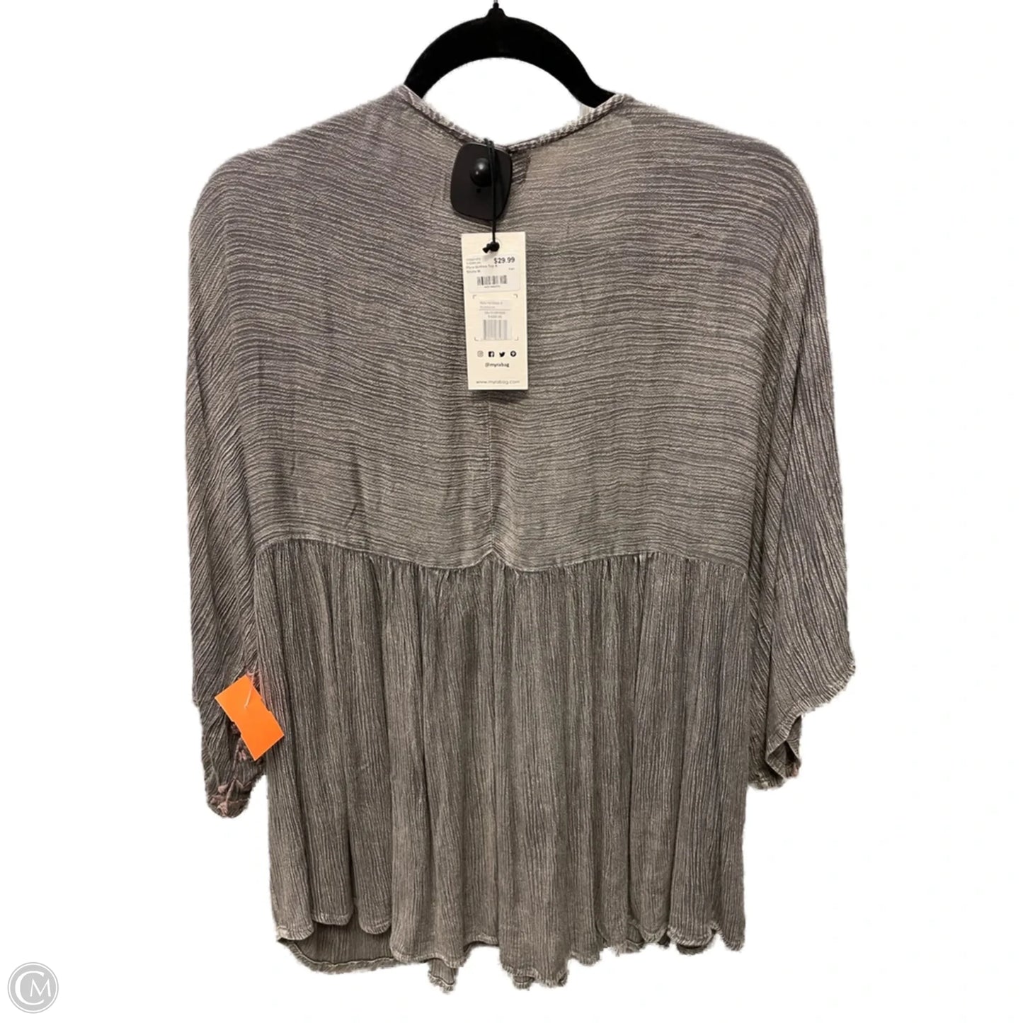 Top 3/4 Sleeve By Myra In Grey & Pink, Size: M