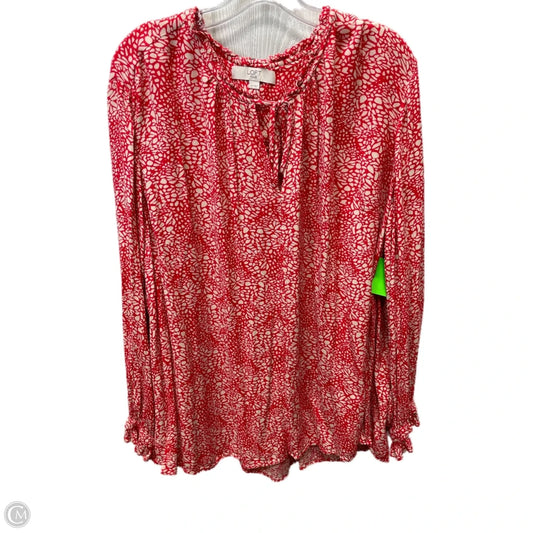Top Long Sleeve By Loft In Red & Tan, Size: 3x