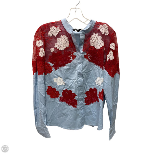 Top Long Sleeve By White House Black Market In Blue & Red, Size: S