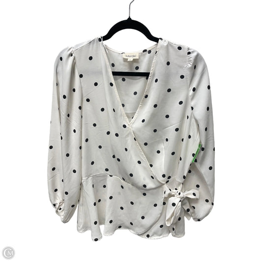 Blouse Long Sleeve By Meraki In Polkadot Pattern, Size: Xs