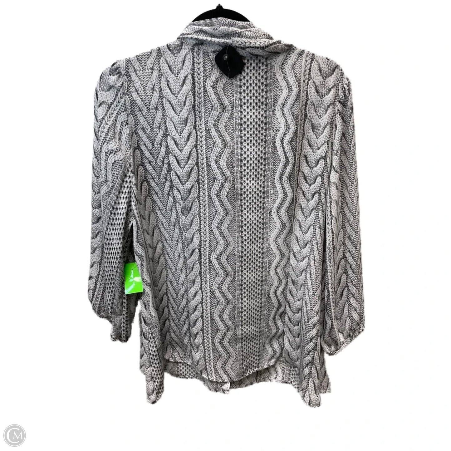 Blouse Long Sleeve By Worthington In Grey & White, Size: 1x