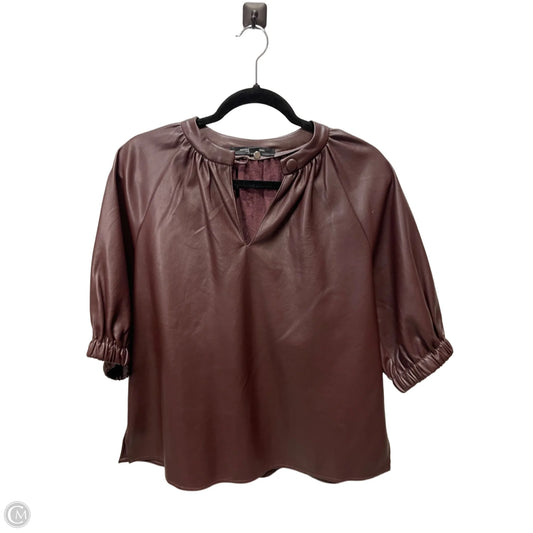 Blouse Short Sleeve By Marc New York In Brown, Size: Xs