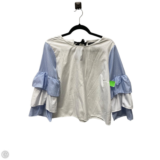 Top Long Sleeve By AUDREY LANE   In Blue & White, Size: M