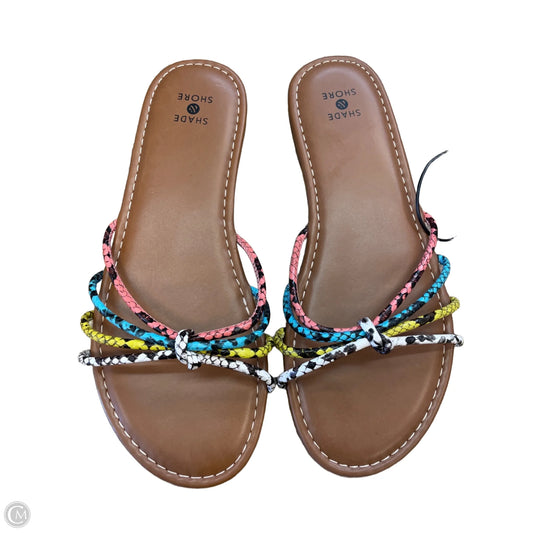 Sandals Flats By Shade & Shore In Snakeskin Print, Size: 7