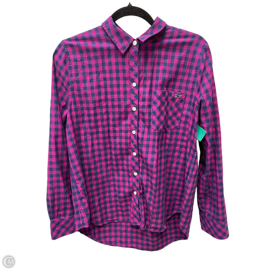Top Long Sleeve By Vineyard Vines In Plaid Pattern, Size: L