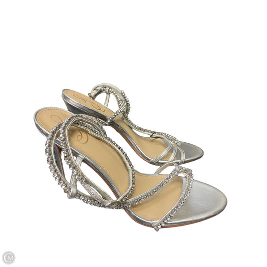 Sandals Heels Stiletto By Sam Edelman In Silver, Size: 10