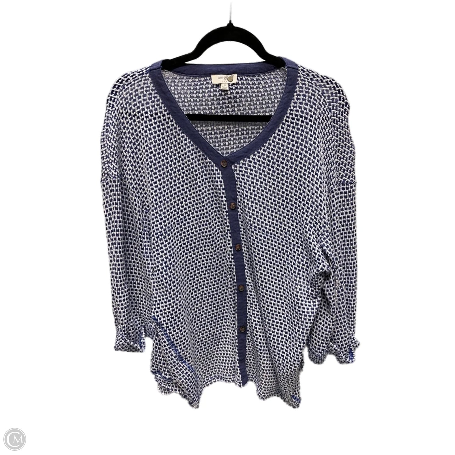 Top Short Sleeve By Umgee In Blue & White, Size: S