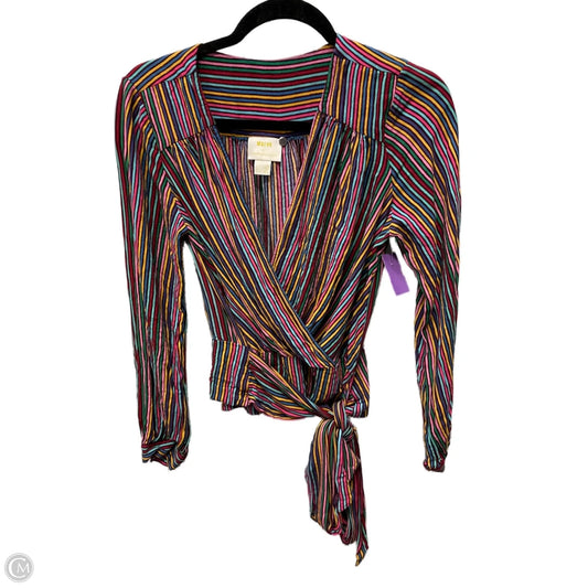 Blouse Long Sleeve By Maeve In Striped Pattern, Size: M