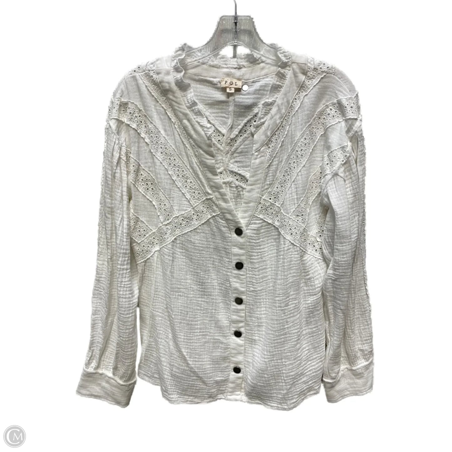 Top Long Sleeve By Pol In White, Size: S
