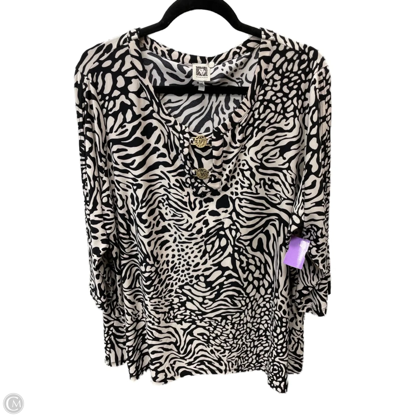 Tunic 3/4 Sleeve By Anne Klein In Animal Print, Size: 2x