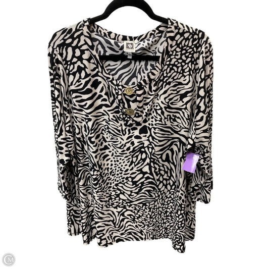 Tunic 3/4 Sleeve By Anne Klein In Animal Print, Size: 2x
