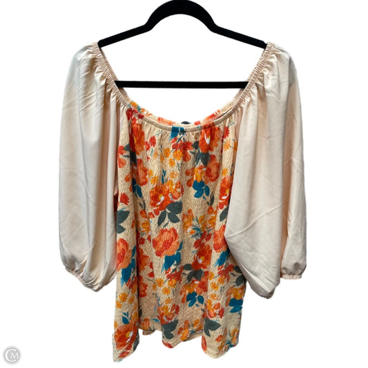 Top Short Sleeve By Cato In Floral Print, Size: Xl