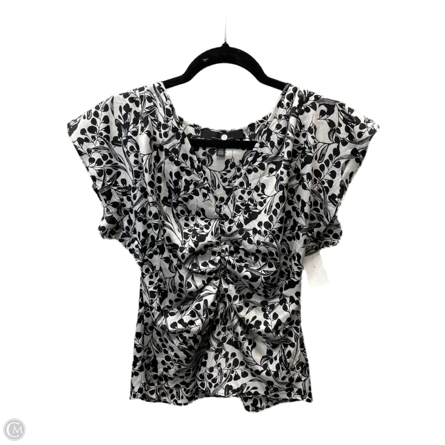 Blouse Short Sleeve By White House Black Market In Black & White, Size: Xs