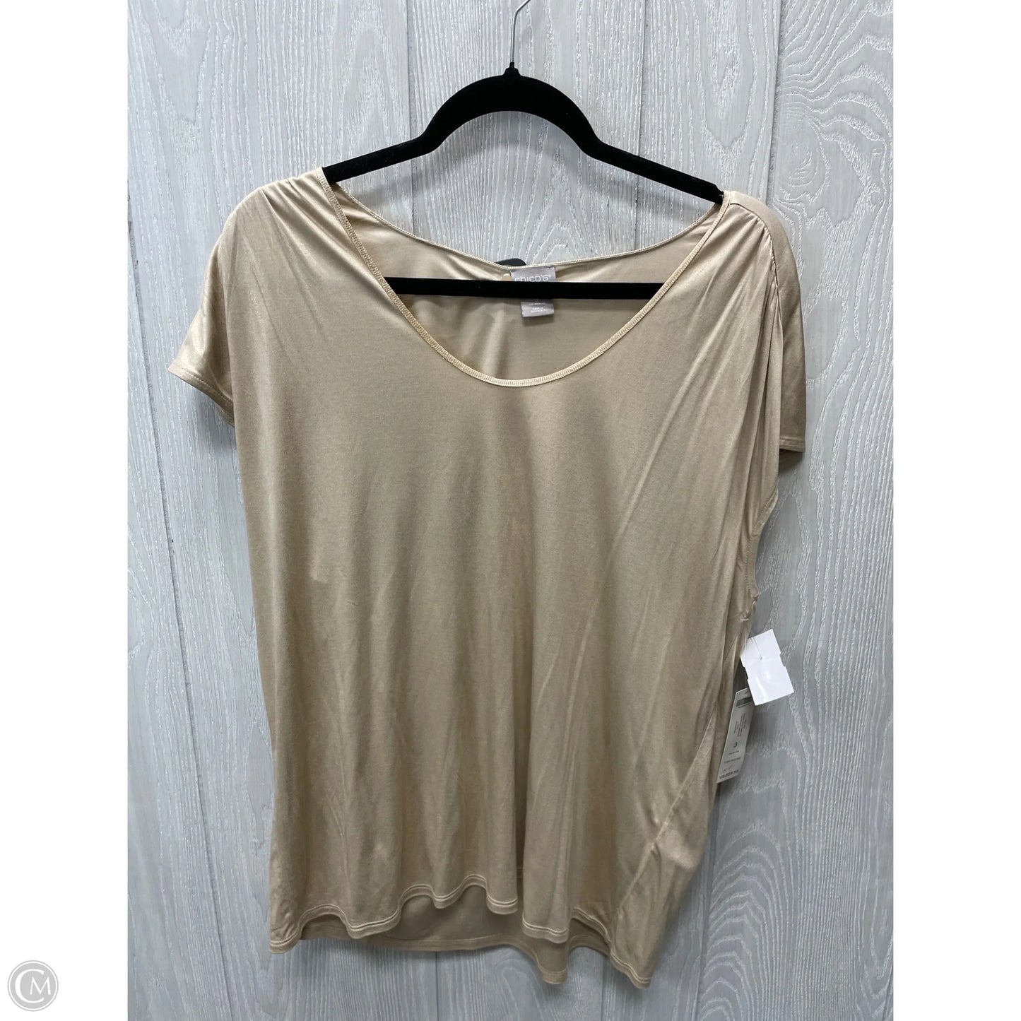 Top Short Sleeve By Chicos In Gold, Size: Xl