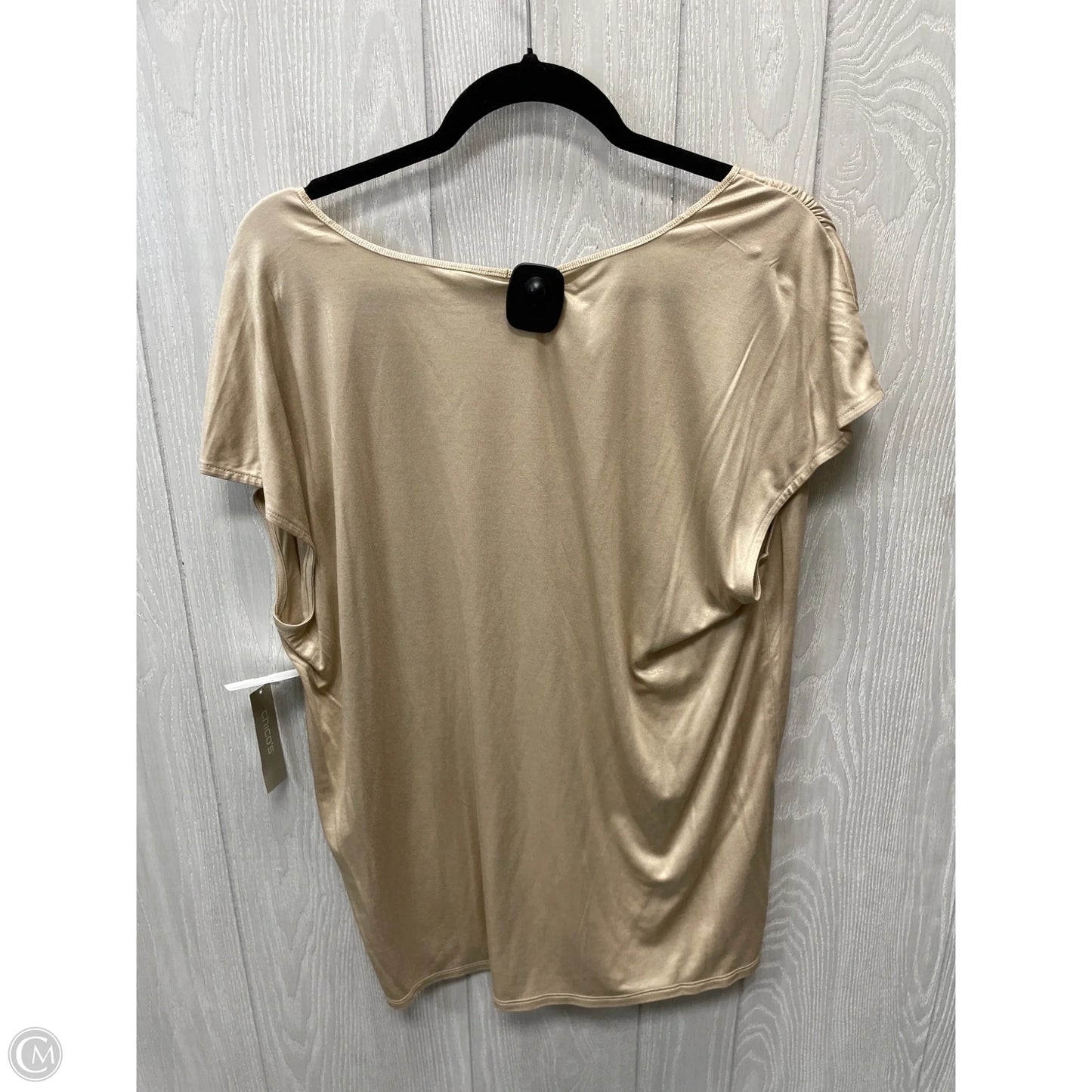 Top Short Sleeve By Chicos In Gold, Size: Xl