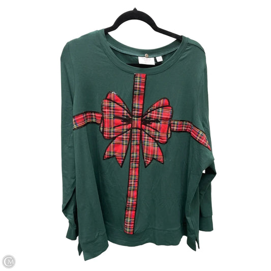Top Long Sleeve By Clothes Mentor In Green & Red, Size: 2x