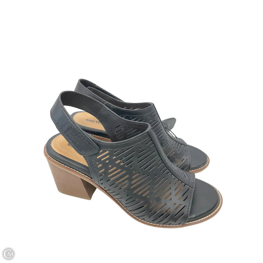 Sandals Heels Block By Earth In Black & Tan, Size: 8.5