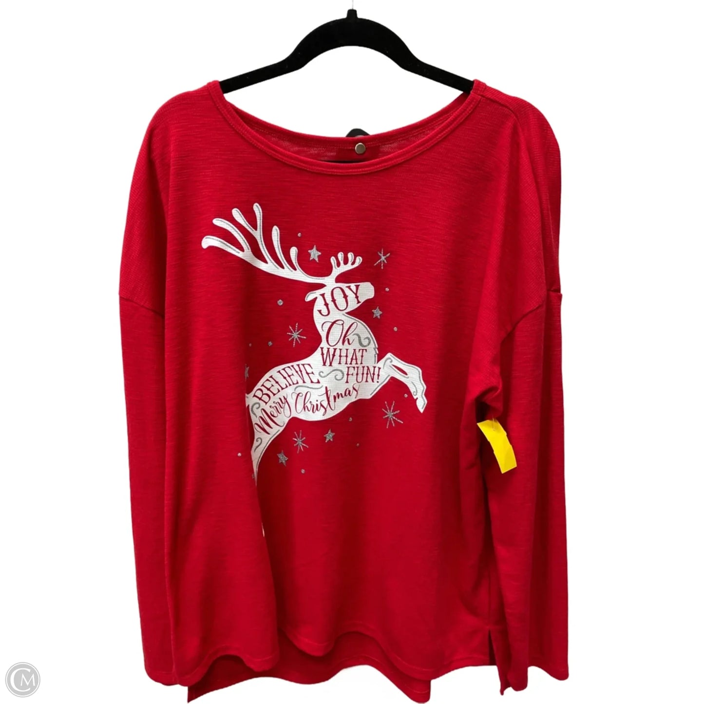 Top Long Sleeve By Holiday Time In Red, Size: 1x