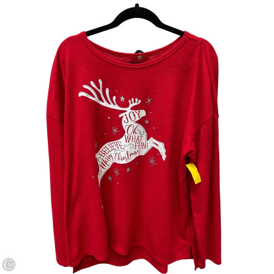 Top Long Sleeve By Holiday Time In Red, Size: 1x
