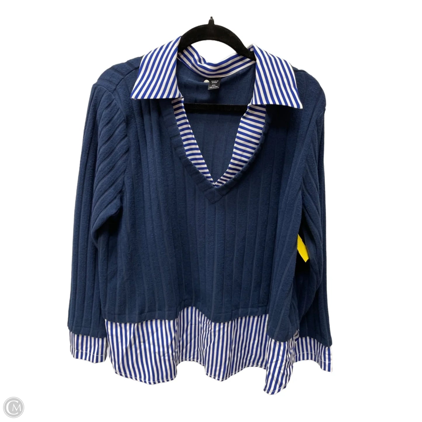 Top Long Sleeve By Shein In Navy, Size: 2x