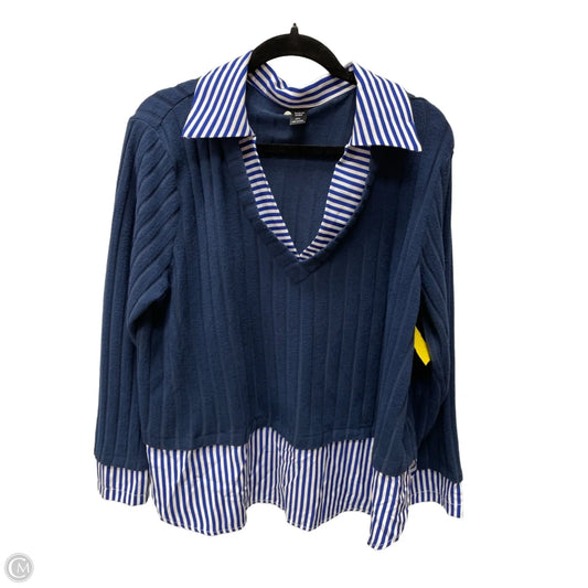 Top Long Sleeve By Shein In Navy, Size: 2x