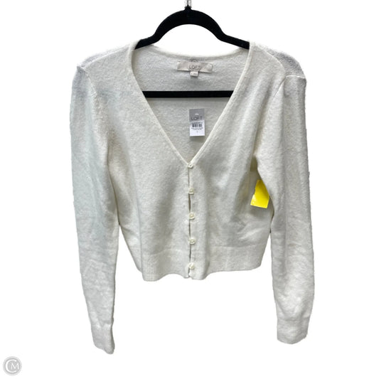 Sweater Cardigan By Loft In Cream, Size: S
