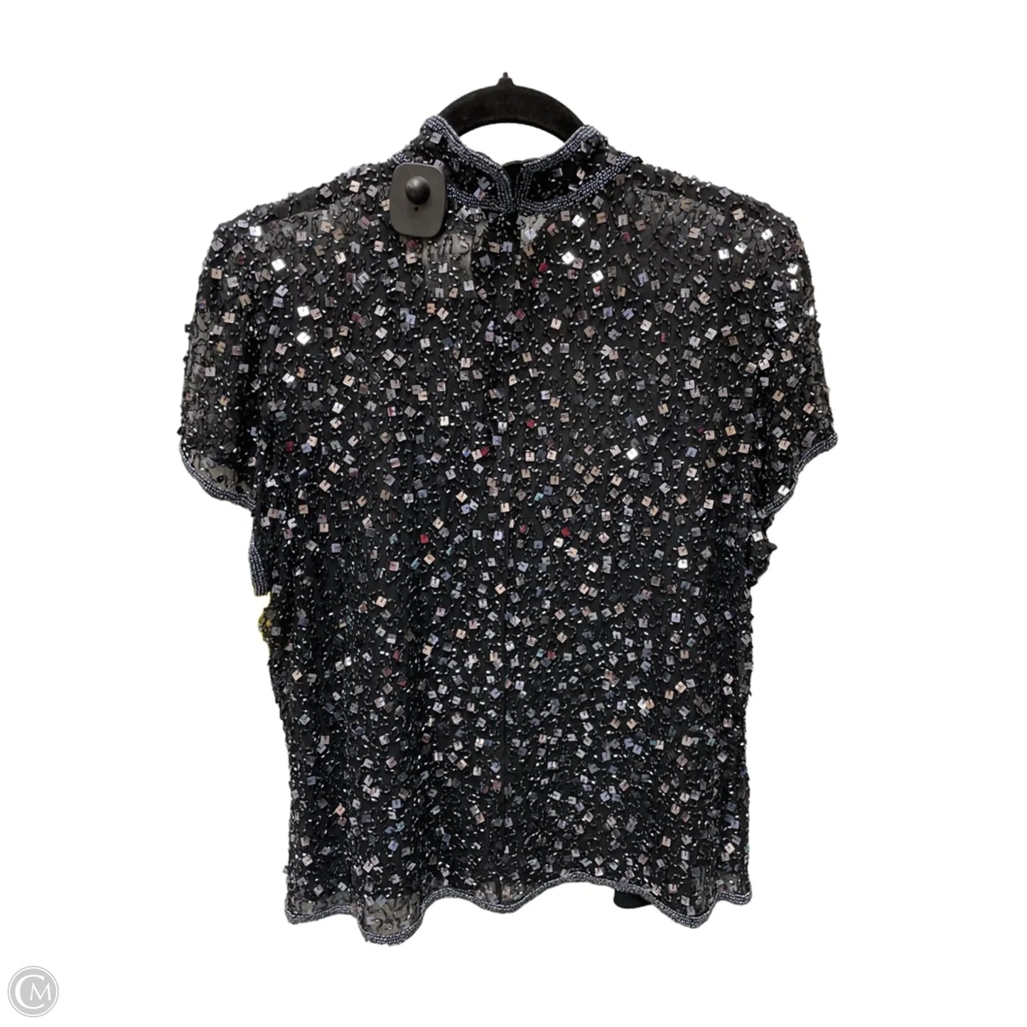 Blouse Short Sleeve By Adrianna Papell In Black & Blue, Size: Xl