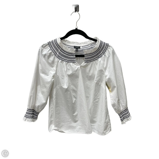 Blouse 3/4 Sleeve By Talbots In Blue & White, Size: S