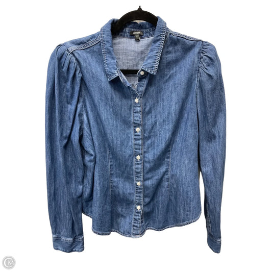 Top Long Sleeve By Express In Blue Denim, Size: L