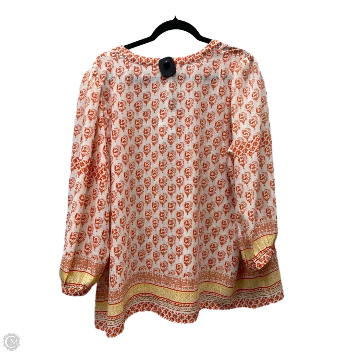Blouse 3/4 Sleeve By Rose And Olive In Cream & Orange, Size: 1x