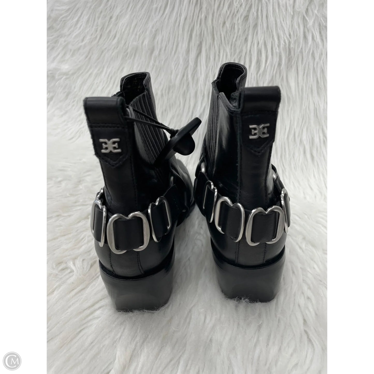 Boots Ankle Heels By Sam Edelman In Black & Silver, Size: 7.5