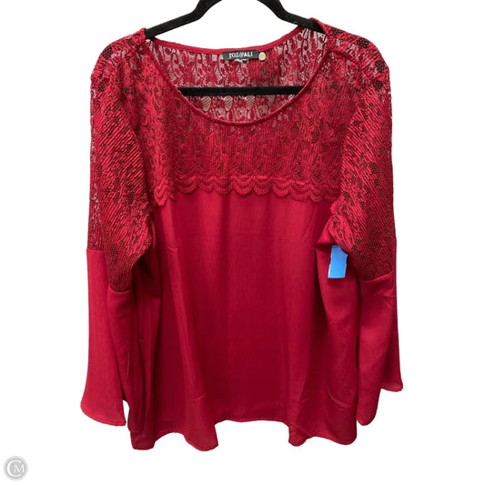 Top Long Sleeve By Roz And Ali In Red, Size: 3x