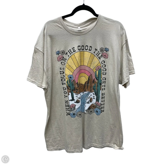 Top Short Sleeve Basic By Cme In Tan, Size: 1x