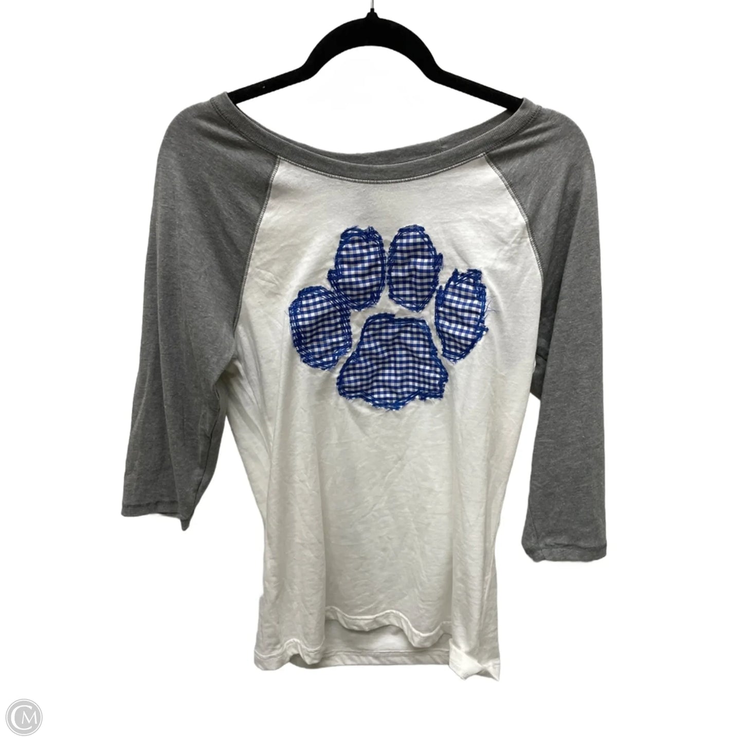 Top Long Sleeve Basic By Clothes Mentor In Grey & White, Size: L