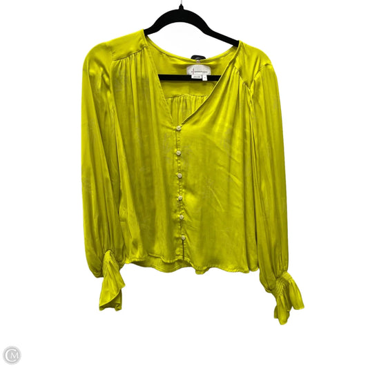 Blouse Long Sleeve By Anthropologie In Chartreuse, Size: M