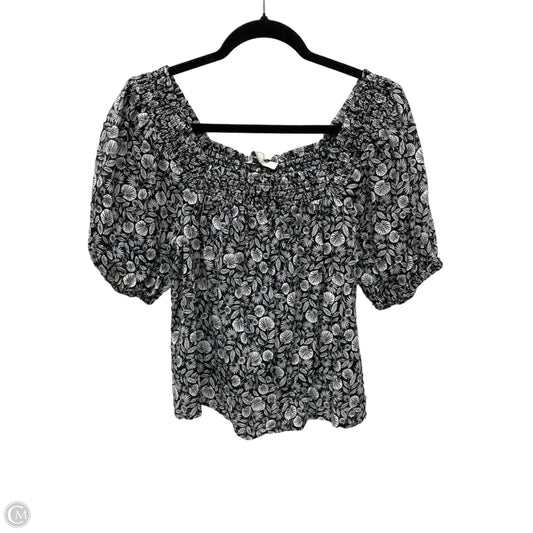Blouse Short Sleeve By Loft In Black & White, Size: M