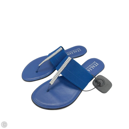 Sandals Flats By Italian Shoemakers In Navy, Size: 7.5