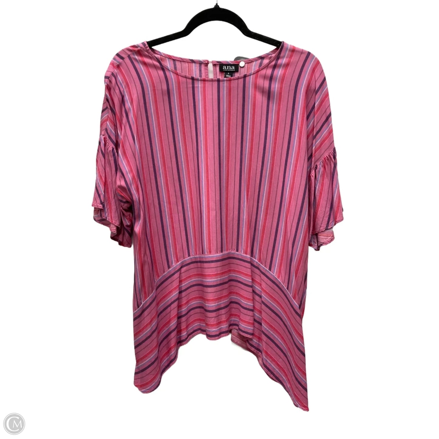 Top Short Sleeve By Ana In Striped Pattern, Size: L